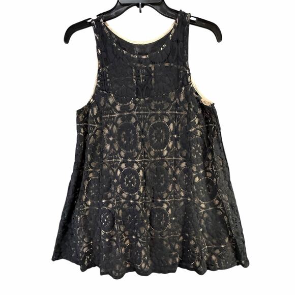 Free People Lace Mini Dress Womens XS Black Geo Floral Romantic Boho Whimsygoth - Picture 2 of 12